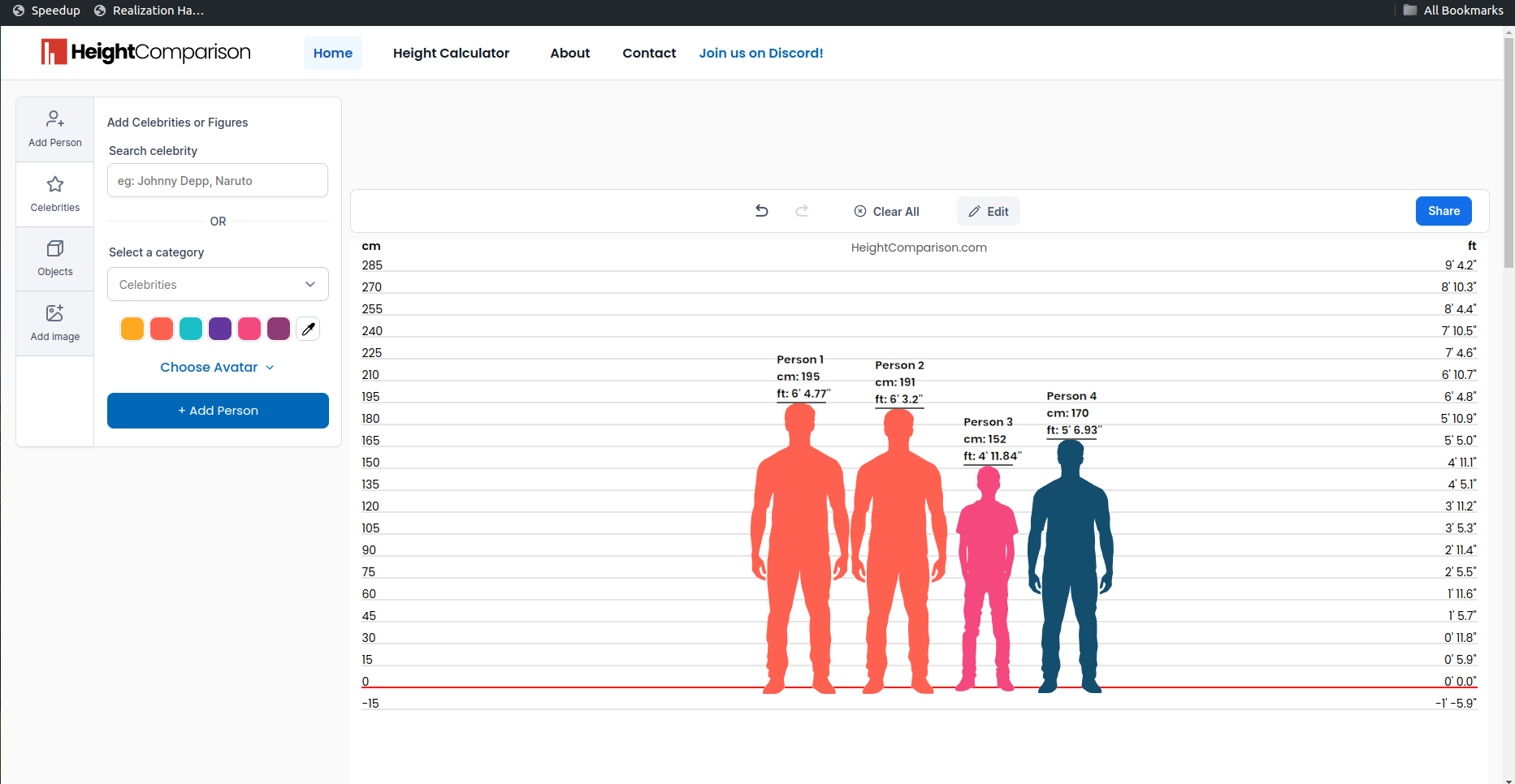 HeightComparision Website preview